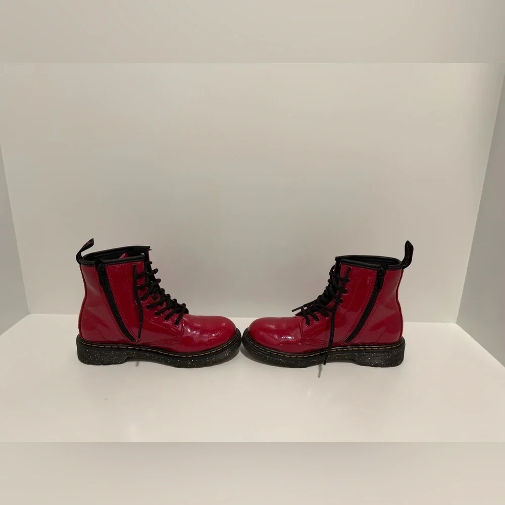 Doc Martens Dr. Martens youth Size 3 patent side zip red combat boots like new
